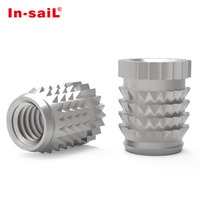 Écrou d'insertion droite moleté nickelé TH THC GTHC pour thermoplastiques, applications médicales et minières