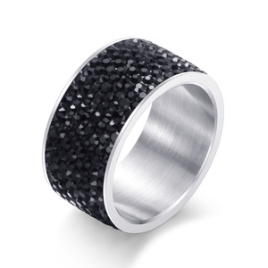 Anillos de Pareja de Diseño de Marca Famosa, Estilo Clásico y Moderno, Anillos de Acero Inoxidable de 12 mm de Grosor, Anillos de Oro Italiano con Circonita para Hombre y Mujer - Product Image 4
