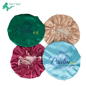 Low MOQ Mommy And Daughter Size Satin Bonnets Satin Lined Reversible Kids Adult Hair Bonnets Soft Satin Bonnet With Logo Custom