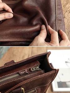 Sac à bandoulière pour ordinateur portable en cuir véritable de luxe multifonctionnel grande capacité, sac à main d'affaires pour hommes, sac de voyage - Product Image 4