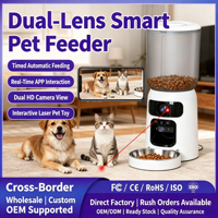 Distributeur intelligent de nourriture pour animaux à double objectif avec laser, distributeur automatique de nourriture pour chats et chiens 6L avec caméra 2K et alimentation programmée via application, pour aliments lyophilisés, double alimentation de secours