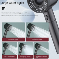 Pomme de douche à main moderne à 5 fonctions, haute pression, économie d'eau, accessoire de robinet de bain, matériau en plastique ABS pour utilisation