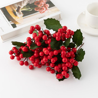 30cm/21cm Kunstmatige Bessen van Kunststof, met Stekelige Bladeren, Rood Fruit voor Kerstmis, Halloween en Huisdecoratie