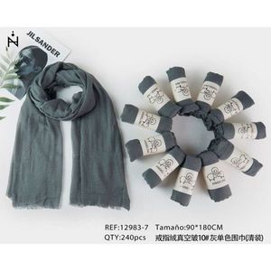 Ring Fleece Vacuum Wrinkled 10 #   Sciarpa Grigia Tinta Unita 90x180Cm Sciarpe Lavorate a Maglia - Product Image 3