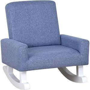 Yoonnie Room Kids Rocking Armchair Wooden Shaky Foot Toddler <b>Chair</b> with Linen Fabric Baby Rocking Sofa - Product Image 3