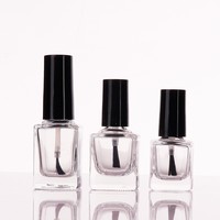 Flacon vide en verre pour vernis à ongles 5ml 10ml 15ml, forme plate, couvercle estampé or, scellé, couleur personnalisée, conteneur pour gels de construction avec pinceau