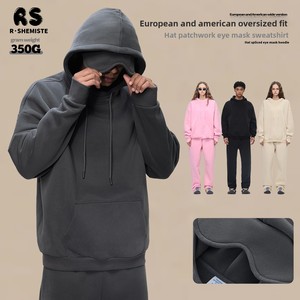 <span class=keywords><strong>Felpa</strong></span> con Cappuccio e Maschera per Occhi da Uomo RS, 350g in Cotone Felpato e Velluto, Set da Pendolare con Cappuccio e Tasche sui Maniche, Felpe da Uomo - Product Image 2