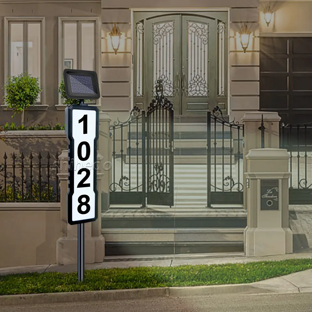 House Number Led Solar Lamp Waterproof Door Address Digits Plate Plaque Solar Wall Lamp Lawn Lamp House Number Light