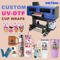 Mesin Cetak UV DTF Roll to Roll InkTime New High Speed 13 Inch dengan Head I3200, Printer Stiker Tinta UV dengan Laminator