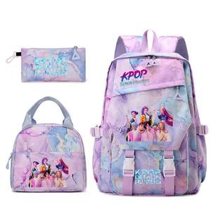 Nouvel ensemble de sacs d'école coréens Kpop Demon Hunters imprimés en polyester : sac à dos, sac à déjeuner et trousse pour étudiants - Product Image 5