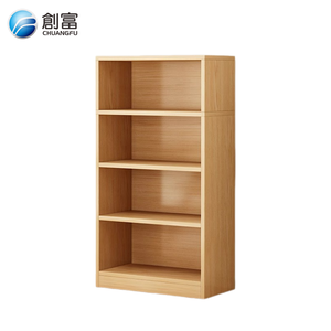 Modern houten boekenkast op maat met 5 verstelbare planken en een achterpaneel van roestvrij staal voor thuiskantoor & woonkamermeubilair - Product Image 2