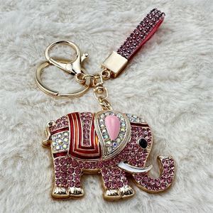 Porte-clés élégant en alliage d'éléphant, bijou ethnique coloré avec diamant, cadeau pour clé de voiture, sac, pendentif, accessoires de mode - Product Image 4