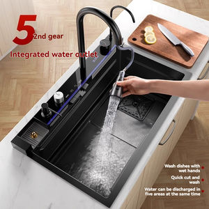 Grifo de cascada económico de alta dureza resistente a arañazos, de acero inoxidable 304 negro con nanotecnología integrada para fregadero de cocina - Product Image 5