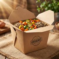 Boîte de rangement en papier kraft premium, résistante à la graisse, rectangulaire, jetable, pour pâtes, sushis, salades, fournisseur de services de restauration