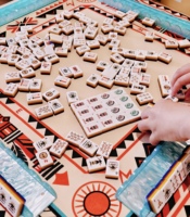 Jeu de Mahjong en plastique sur le thème indien, 160 pièces, style américain, jeu de divertissement luxueux fait main avec motifs ethniques