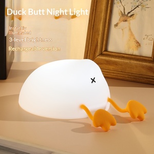 Veilleuse créative en silicone en forme de cul de canard, lampe de chevet à pression, lampe d'alimentation à brancher, intensité réglable 36V, ambiance de chambre et de bureau - Product Image 3