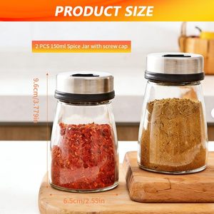 Ustensiles de cuisine : Distributeur d'épices réglable en acier inoxydable avec bouteille en verre, écologique, pour camping et barbecue, salière et poivrière - Product Image 2