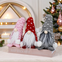 Gnome de Noël Nordique en Peluche avec Chapeau Tricoté, Décoration de Noël en Tissu Polyester pour la Maison