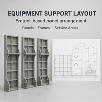 Panneau de support pour épurateur en PRV avec service de découpe pour plateformes d'équipements et zones de service des systèmes utilitaires industriels
