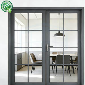 Portes en verre finies coupe-vent pour villa commerciale, fabriquées à Foshan, à vendre, portes à double battant en aluminium à impact inégal - Product Image 1