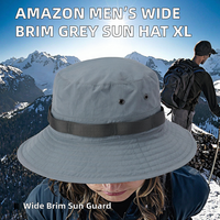 Topi Boonie Kustom Lebar, Topi Matahari Outdoor Warna Abu-abu Slate, Jaring Nilon Berventilasi, untuk Memancing, Kemah, Unisex, Grosir