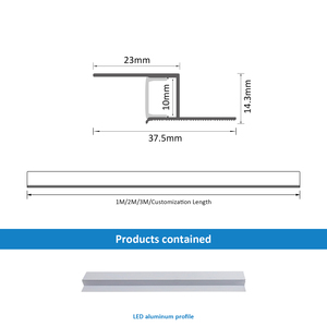 Profil d'angle en <span class=keywords><strong>aluminium</strong></span> 156, profil LED Shadow, noir argenté, Alu, éclairage de pièce, décoration LED - Product Image 2