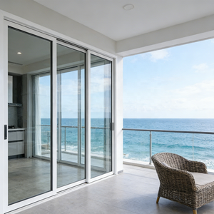 <span class=keywords><strong>Porte</strong></span> coulissante en aluminium à rupture de pont thermique de qualité supérieure, double vitrage trempé, rail de glissement fluide pour villa, cuisine, hôtel, bureau commercial - Product Image 2