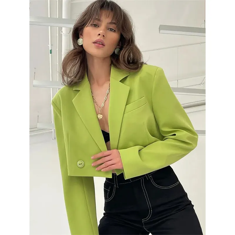 2023 Fashion Chic Jacket Women's Blazer Suits Women Cropped Coats Jacket Summer Casual Outfits Green New Blazers