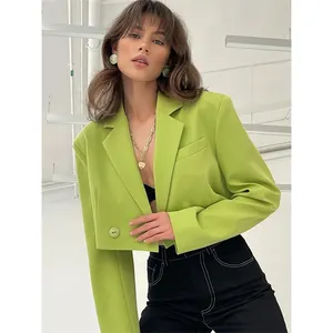 2023 mode Chic veste femmes Blazer costumes femmes recadrée manteaux veste été tenues décontractées vert nouveaux Blazers