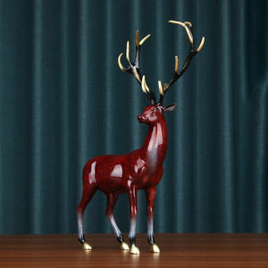 Escultura de ciervo de cobre, figurita hecha a mano para decoración del hogar u oficina, regalo - Product Image 3