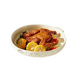 11 Inch Large Capacity Ceramic Porcelain Double Ear <b>Dinner</b> Plate Cartoon Pattern Charger Plate Microwave Safe Simple Design 2025 - Product Image 1