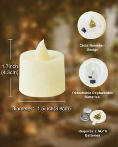 Bougie LED décorative sans flamme pour mariage et anniversaire, lumières LED vacillantes à piles, bougies LED à piles - Product Image 4
