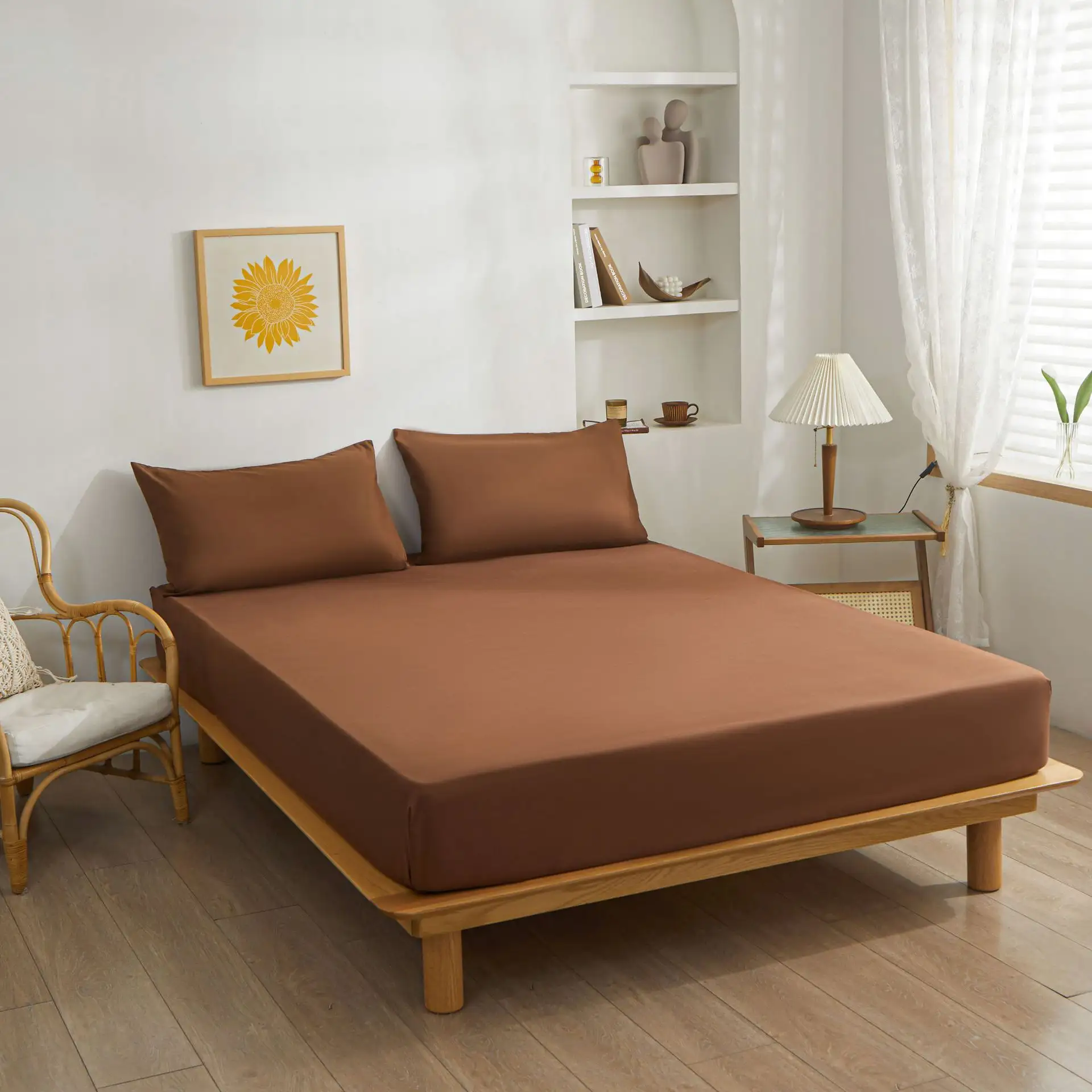 4-teiliges 100% Polyester Luxus gebürstetes Mikrofaser-Bettlaken Bettlaken Großes Lakenset Bettwäsche-Set für Zuhause Hotel