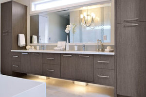 Meuble-lavabo mural moderne CANA en blanc brillant avec double vasque et plateau en marbre, idéal pour la vente en gros - Product Image 4