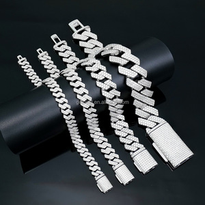 Pass Diamond Tester New S925 <b>Silver</b> Factory 8-20mm Iced Out Vvs Diamond Mossanite Cuban Link Chain Bracelet <b>for</b> <b>Men</b> - Product Image 6