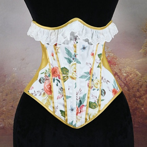 Ceinture amincissante romantique imprimée avec dentelle, 14 baleines et laçage dorsal pour un effet sablier - Product Image 3