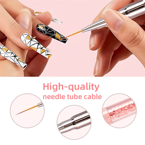 Prêt à expédier – <span class=keywords><strong>Pinceau</strong></span> à ongles rose <span class=keywords><strong>extra</strong></span> <span class=keywords><strong>fin</strong></span> 9 mm pour détails de lignes rayées 5/7/9/11/13/15 mm - Product Image 4