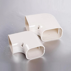 ท่อแอร์ HVAC ผลิตในจีน ท่อร้อยสายไฟฟ้า PVC แบบแบน งอ 90 องศา พร้อมฝาครอบพลาสติกและอุปกรณ์เสริม ท่อพีวีซีแบบแบน งอ 90 องศา - Product Image 3