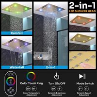 Système de Douche Double Honajo avec Jets Pluie et Cascade, Ensemble Robinet de Douche 2-en-1 Portable 20 Pouces en Or Brossé (Laiton/Acier Inoxydable)
