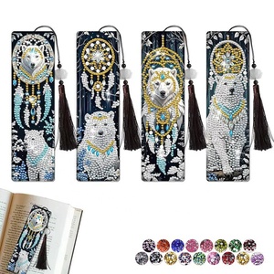 5D Bright Special Animal Printed Bookmark Kits Diamond <b>Painting</b> with Tassel Pendant - Product Image 6
