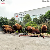 Bison sauvage en fourrure grandeur nature, simulation animatronique, animal en fourrure pour exposition