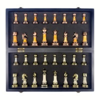 Boîte de jeu de société de luxe de 15 pouces pour enfants, pour stimuler l'intelligence, avec un échiquier en bois à motif marbré avancé.