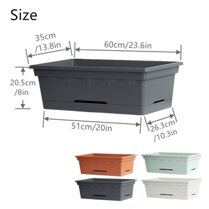 Grand pot de fleurs rectangulaire en plastique pour jardin, <span class=keywords><strong>jardinière</strong></span> pour légumes, pots de <span class=keywords><strong>balcon</strong></span>, jardinières murales d'extérieur avec trous de drainage pour balustrade - Product Image 6