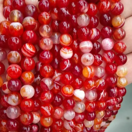 Pierres précieuses naturelles en vrac, perles d'agate rouge rayées pour la fabrication de bijoux, livraison gratuite