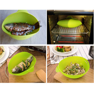Tazón de silicona plegable para cocinar al vapor, apto para horno, de 401-500 ml, para cocinar pescado y mariscos - Product Image 1