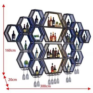Produsen rak anggur berdiri gratis rak pajangan Bar hitam konter rak rumah untuk dijual - Product Image 2