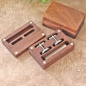 Solid North American Black Walnut <b>Cufflink</b> and Tie Clip Gift Set with Portable Small Wooden Storage <b>Box</b> Elegant Mens - Product Image 1