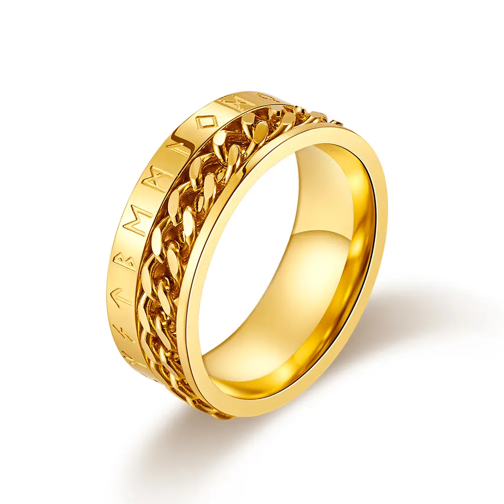 neuer stil edelstahl viking text kette ring drehbar viking vergoldet trendsetter personalisierter kultureller ring