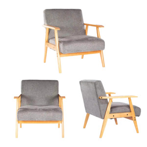 Sillón Moderno CARLFORD con Estructura de Madera, Tapizado en Tela, para Sala de Estar - Product Image 3