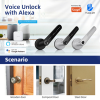 Liliwise – serrure de porte de sécurité BLE TTlock APP WiFi, Code électronique, serrure de poignée à empreinte digitale intelligente pour appartement et appartement